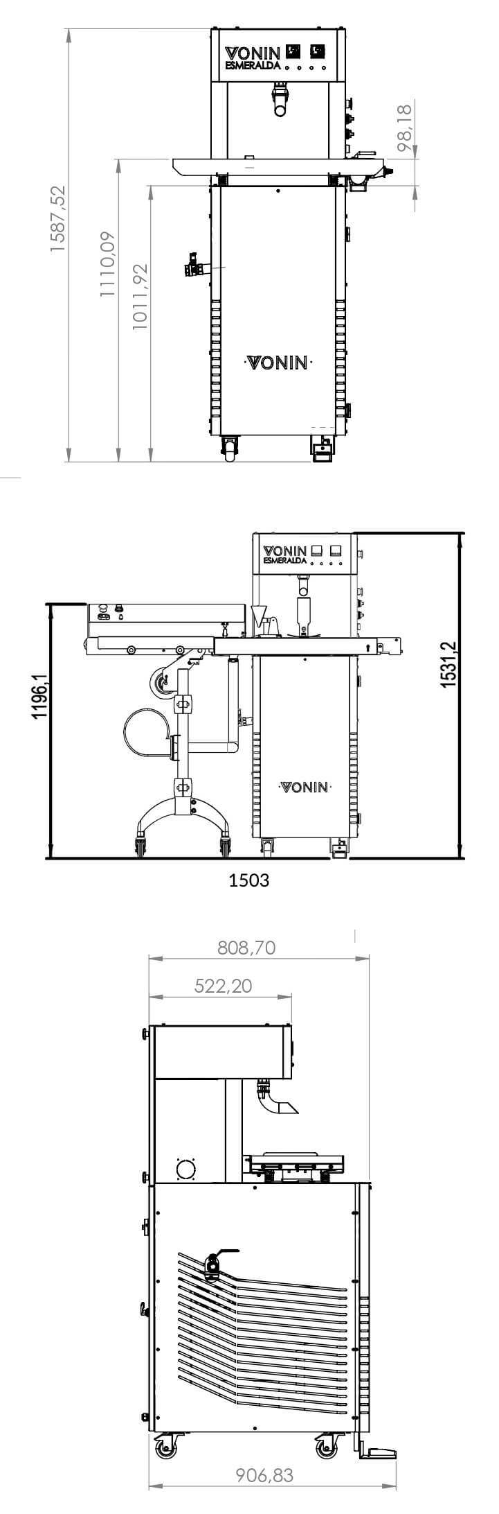 Croquis de la Esmeralda 30 con dimensiones